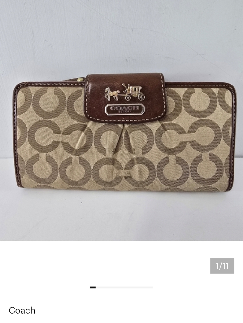 Coach Madison Op Art Optic Carriage Leather Wallet CC Checkbook Clutch Snap Y2k
